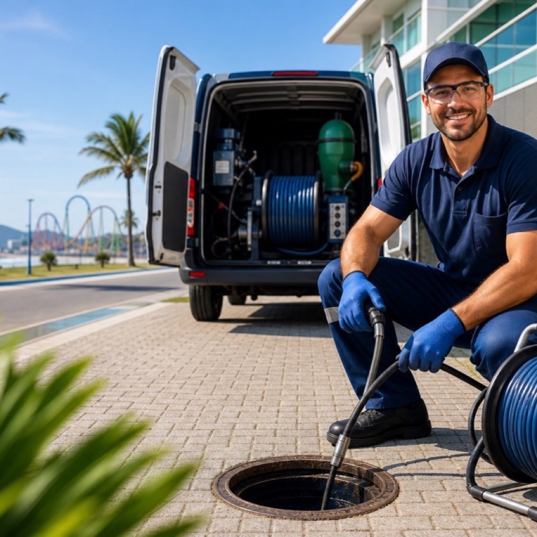 Profissional de desentupidora em Barra Velha pronto para atendimento